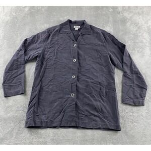 Chicos Design Gray Linen Blend Button Front Utility Shirt Jacket Womens‎ Size 1